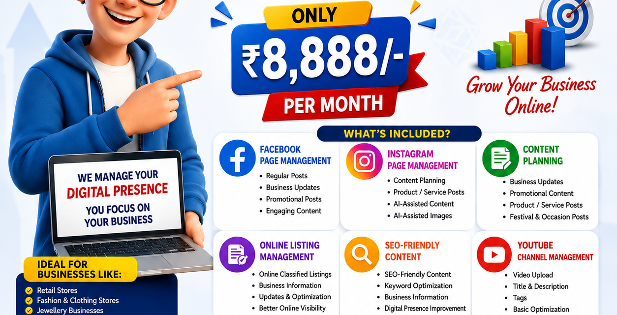 Digital Presence Management Package Rs. 8,888/Month | Kota