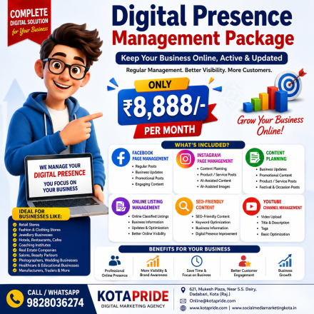 Digital Presence Management Package Rs. 8,888/Month | Kota